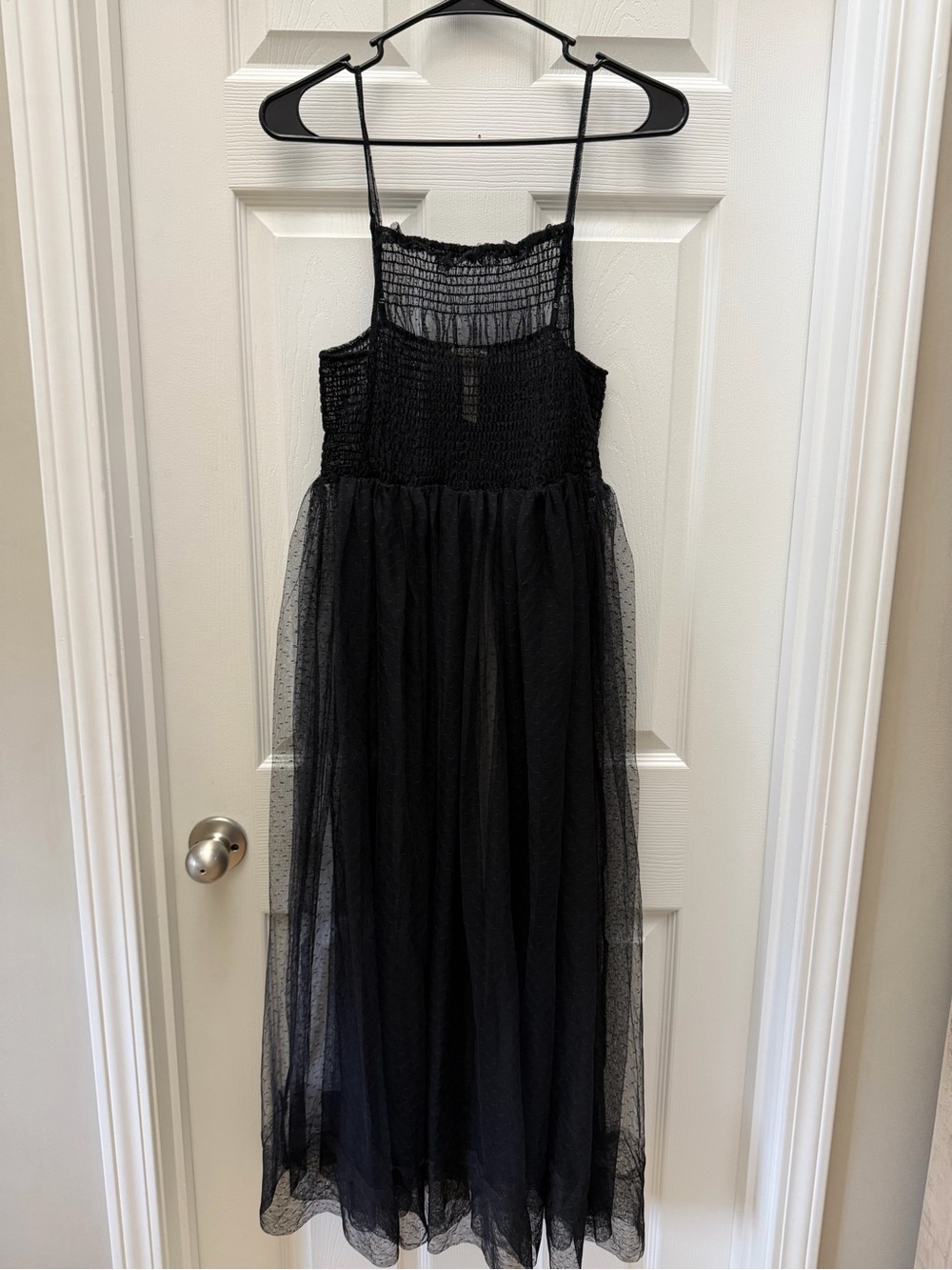 Intimately Free People Black Swiss Dot Tulle Maxi Dress Size S